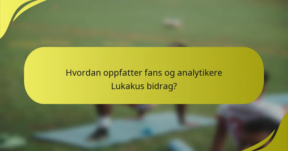 Hvordan oppfatter fans og analytikere Lukakus bidrag?
